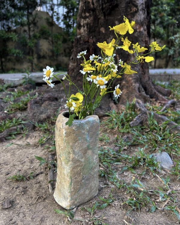 森林礦岩方瓶 水泥,花器,花,鮮花,花瓶