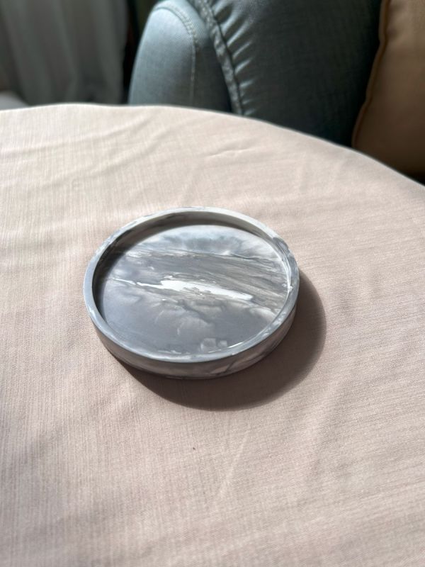 圓形 爵石置物盤 染墨 手作,爵石,環保礦物樹酯,居家裝飾,杯墊,置物盤,飾品盤
