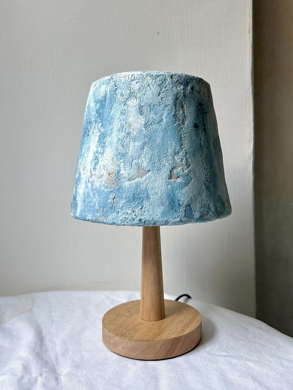 水泥質感桌燈 沁涼藍 檯燈,桌燈,手作,水泥,燈,居家裝飾,夜燈
