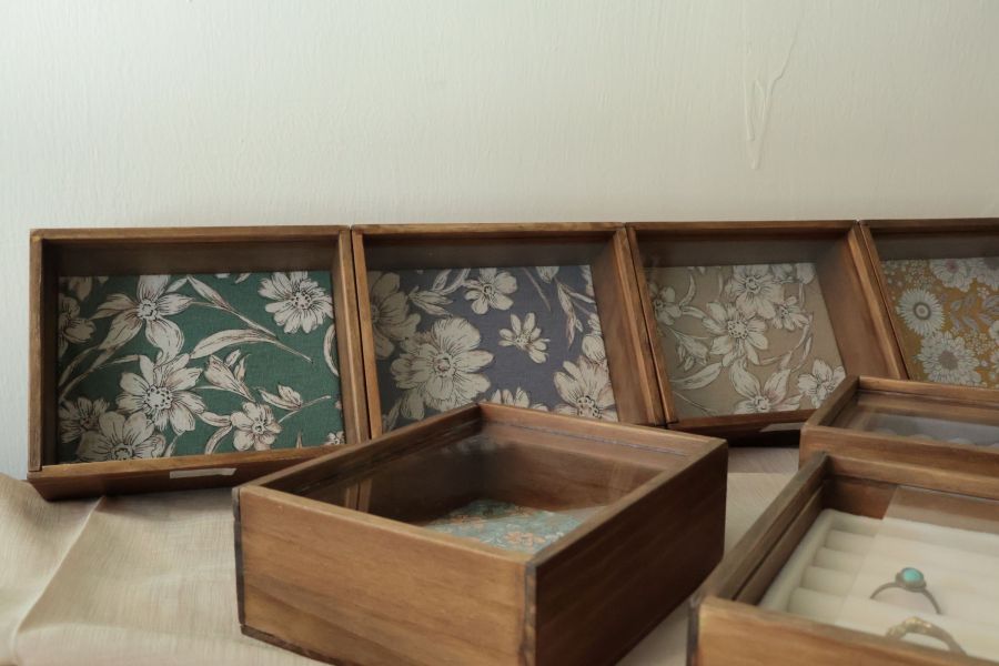 手工木作飾品盒 中款 手作,木作,飾品盒,飾品,收納,居家裝飾,日本花布