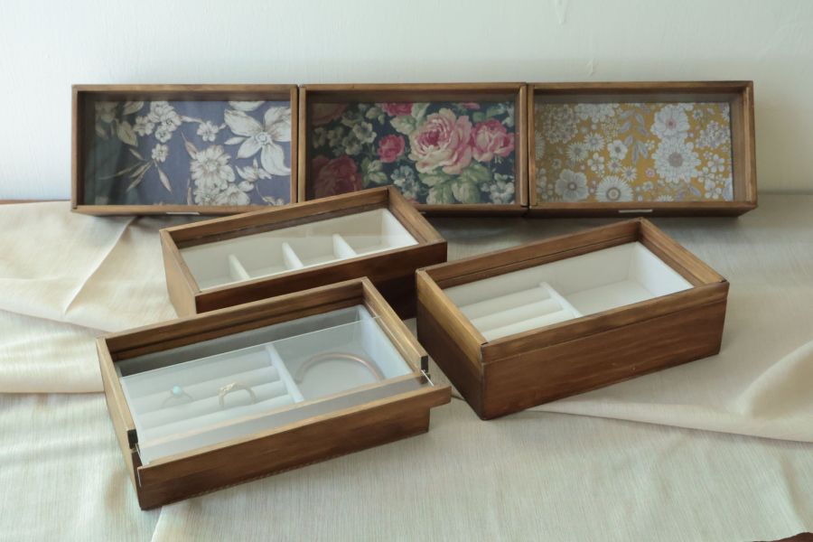 手工木作飾品盒 長款 手作,木作,飾品盒,飾品,收納,居家裝飾,日本花布