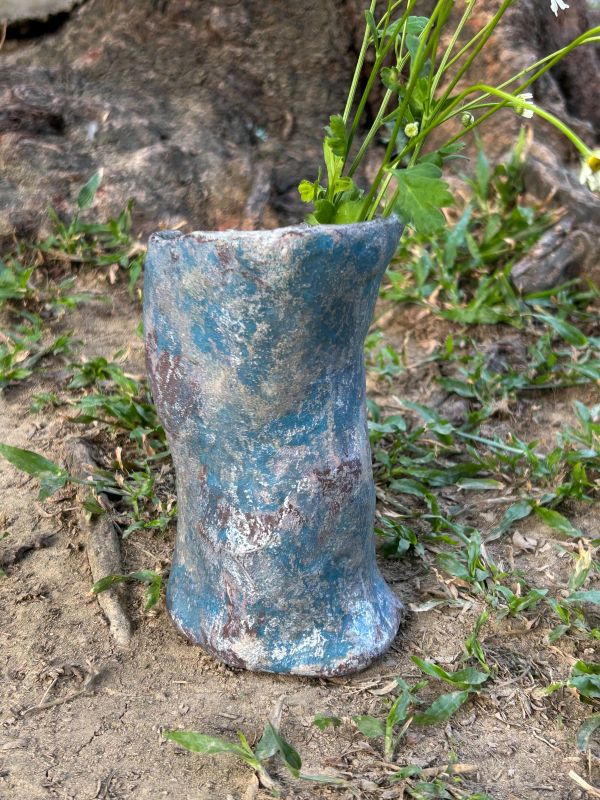 沁藍銀海靴型瓶 水泥,花器,花,鮮花,花瓶