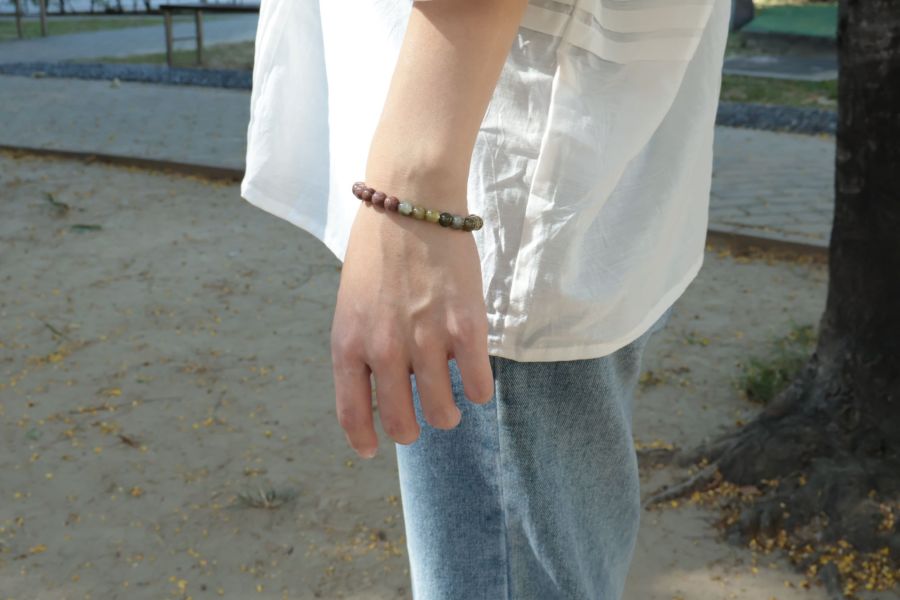 綠麟灰混搭手串 