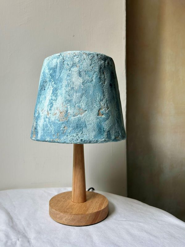 水泥質感桌燈 沁涼藍 檯燈,桌燈,手作,水泥,燈,居家裝飾,夜燈