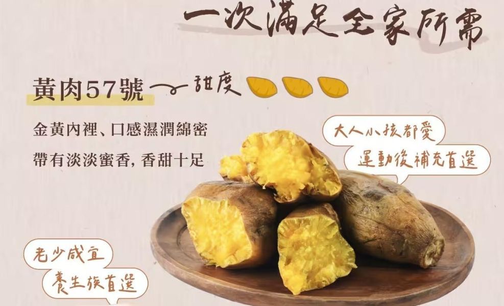 【薯薯樂】台灣冰烤地瓜(台農57號) 1kg 解凍即食、綿密香甜、無添加 