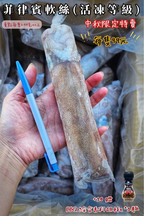 (限時優惠) 菲律賓活凍軟絲 200g以上/隻 