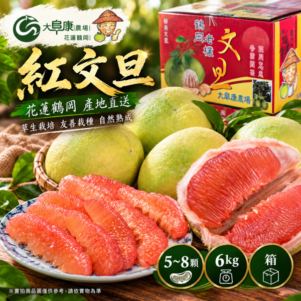 花蓮大阜康農場 (紅文旦)  6公斤裝（約5~8粒）  10月中旬出貨 