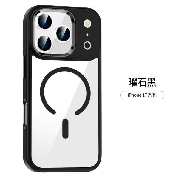 【CR科瑞亞】iPhone 17高清透亮｜金屬按鍵鏡頭框｜Magsafe防摔保護殼-黑色/半透色/鈦金 