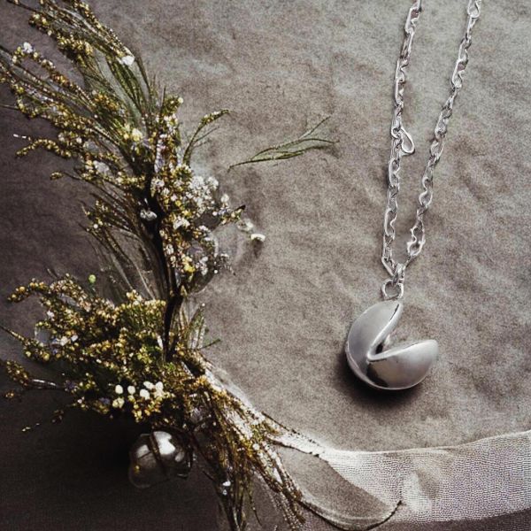 幸運餅乾純銀項鍊 好運、幸運餅乾、手工飾品、客製化生日禮物、女生、飾品