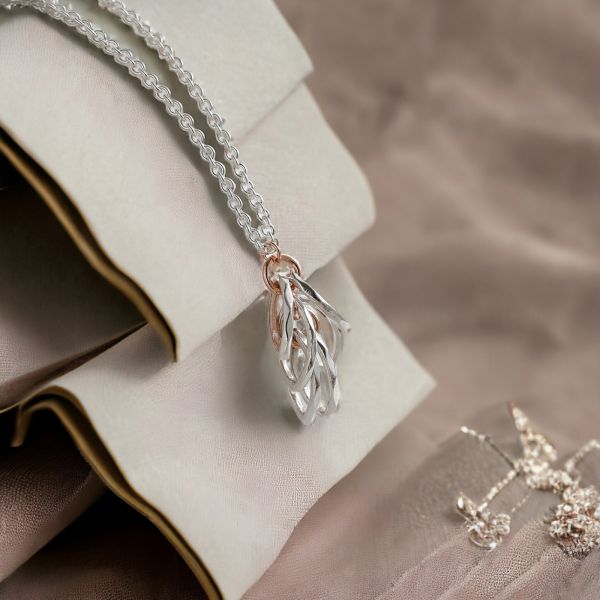 Willow純銀項鍊 葉子、自然、925純銀、玫瑰金、Willow、手工飾品、客製化生日禮物、女生、飾品