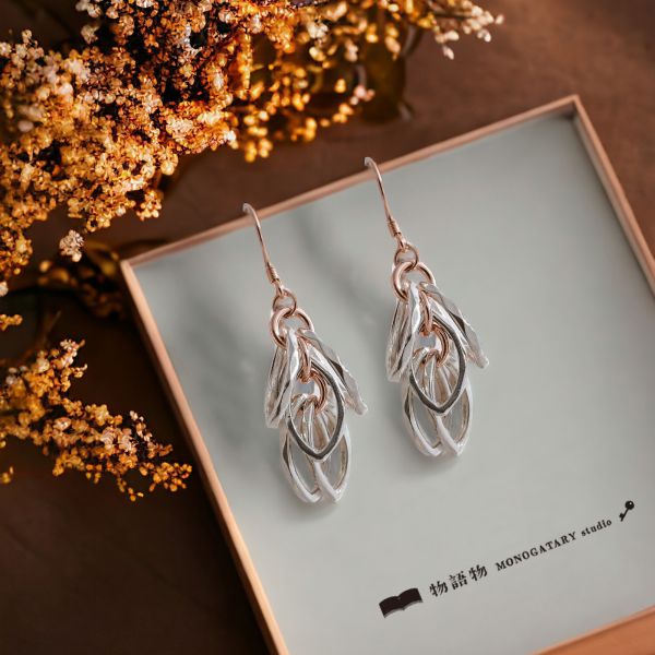 Willow耳環 葉子、自然、925純銀、玫瑰金、Willow、手工飾品、客製化生日禮物、女生、飾品