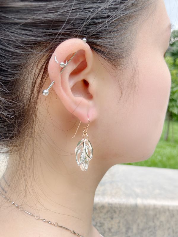 Willow耳環 葉子、自然、925純銀、玫瑰金、Willow、手工飾品、客製化生日禮物、女生、飾品