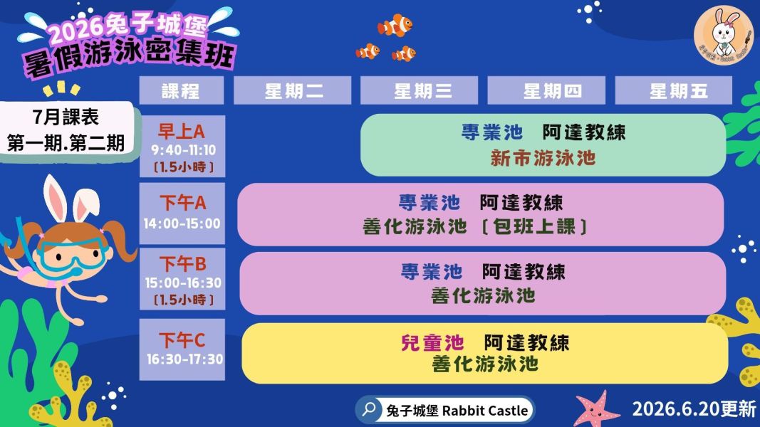 〔第二期專業池〕暑假平日密集班 