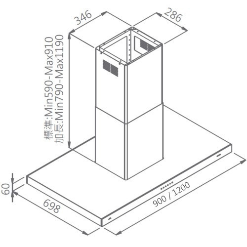 【日成】喜特麗 120cm 倒T型油煙機 不鏽鋼毛絲面+加長風管護罩組 JT-1126XXI 