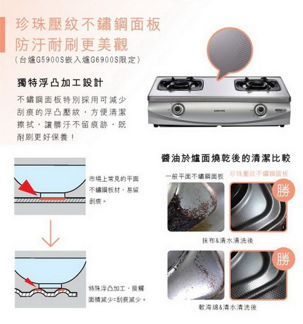 【日成】櫻花牌二口雙炫火珍珠壓紋台爐 (G-5900S) 