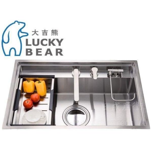 【日成】大吉熊 KL-9580 手工水槽.小R角全隱式方槽.ST大提籠【內徑734x374x245mm】 桃園廚具,日成,日成廚具生活館,日成廚具,廚具店,大吉熊,水槽,ST大提龍,甜甜價,優惠