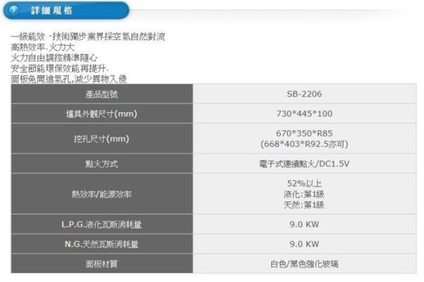 【日成】豪山牌二口檯面爐 玻璃面板 檯面式瓦斯爐 SB-2206 桃園廚具,日成,日成廚衛,日成廚衛生活館,廚具行,日成廚具,豪山,檯面式,瓦斯爐,黑色玻璃