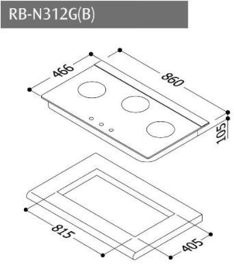 【日成】林內牌 顯示火力旋鈕 RB-N312G 內焰三口玻璃品字檯面爐 