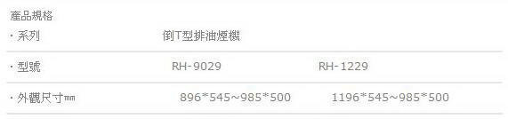 【日成】 林內牌120cm歐化倒T型 除油煙機 (RH-1229H) 