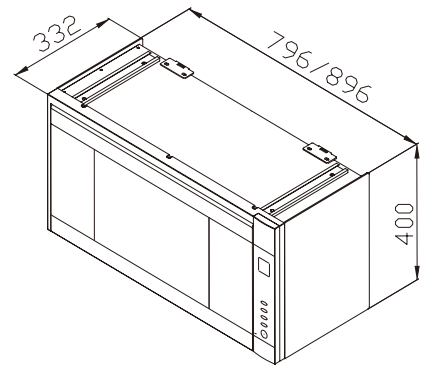 SAKURA 櫻花 Q7580BSL 與 Q7580BSXL 尺寸規格圖，標示寬度 796mm/896mm、高度 400mm 與深度 332mm 安裝數據。
