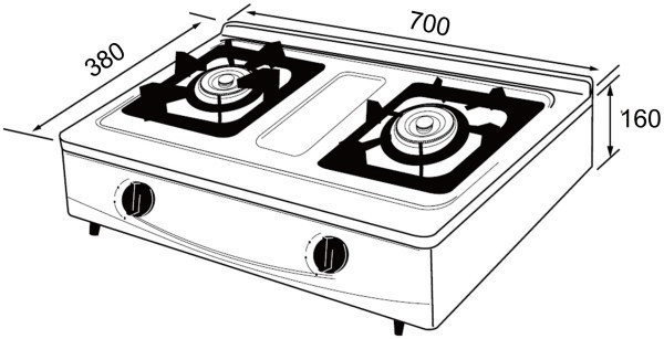 JT-GT205S瓦斯爐-喜特麗-整台不銹鋼-台爐-置放爐-首創全尺寸清潔拉盤-保養最方便-琺瑯爐架-尺寸