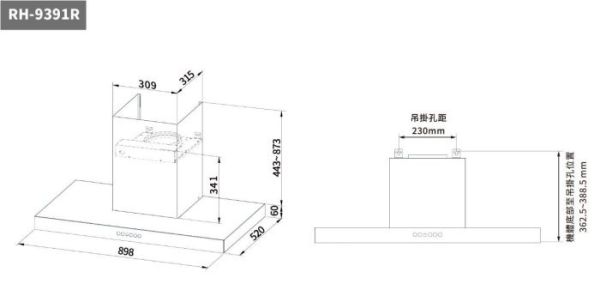 【日成】林內牌倒T式4D直吸排油煙機 (智能連動) RH-9391R 
