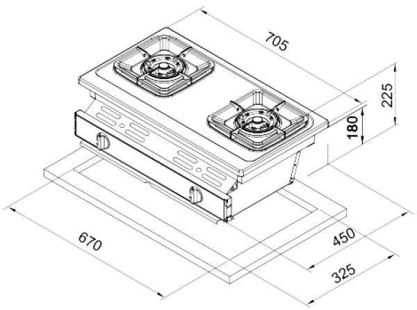 TG-7005瓦斯爐-莊頭北-一級能效-嵌入爐-嵌入式-不鏽鋼-不銹鋼-聚熱焰-熄火安全裝置-尺寸