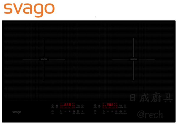 Svago VEG2382雙口IH感應爐,具備AI藍芽智能連動、觸控微晶玻璃面板與8段火力,提供智慧安全廚房體驗。