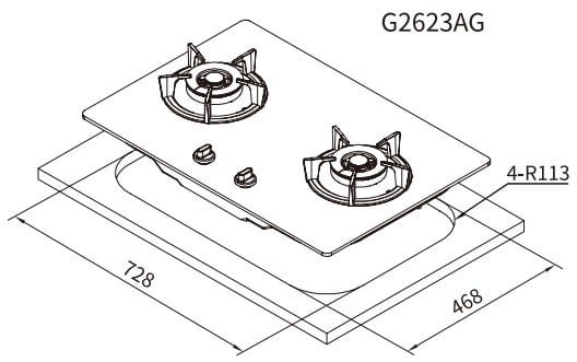 【日成】櫻花牌二口檯面爐 黑玻璃 大面板.易清 檯面式瓦斯爐 G2623AGB 