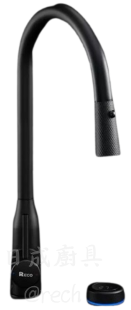 RECO智慧無線感應器特寫，毛絲色不鏽鋼質感，支援203004-B系列水龍頭免觸控感應控制。