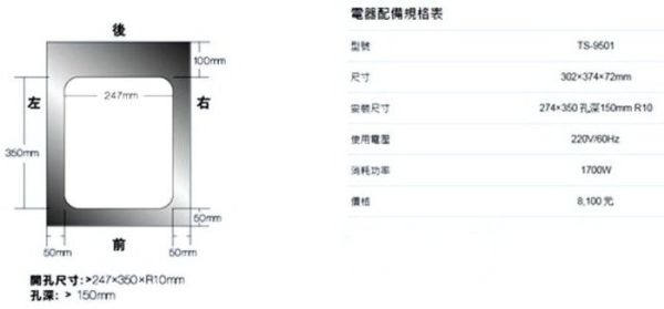 【日成】莊頭北 電陶爐 單口觸控 六段火力 TS-9501 迷你小宅系列 