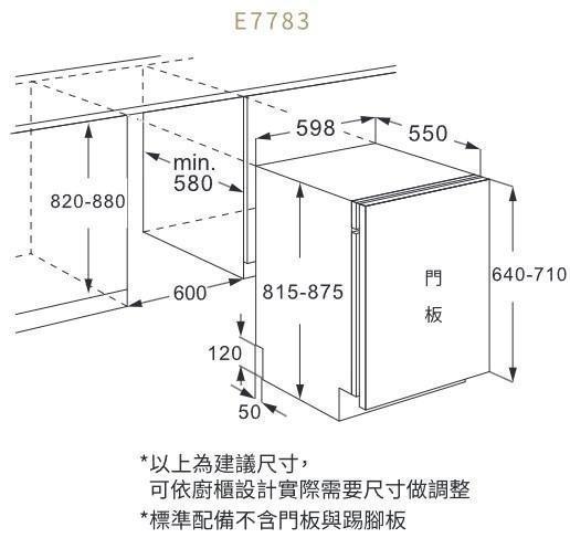【日成】櫻花 全嵌式 自動開門洗碗機 110V-14人份 E7783 