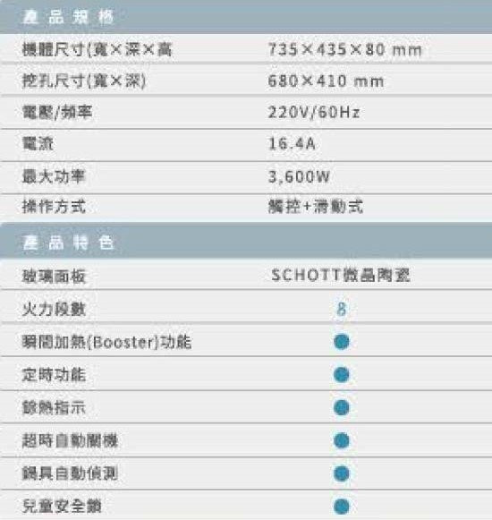 【日成】SAKURA櫻花牌 雙口IH感應爐 3600W總功率 EG2331GB 