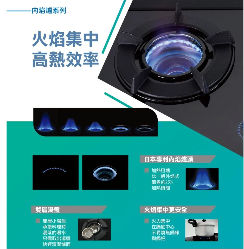 RTS-N201S瓦斯爐-林內-內焰-傳統式-台爐-輕量爐架-一級能效-日本專利-雙層湯盤-功能特色