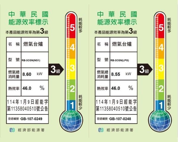 【日成】林內牌檯面三口爐 RB-3CGN-TR 內焰 進口品 