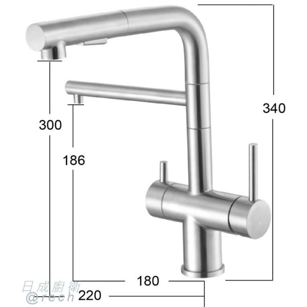 【日成】不鏽鋼廚房龍頭.四合一伸縮/RO/花灑 KS4022 
