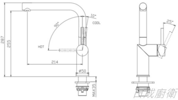 【日成】de.luxso 不鏽鋼廚房 伸縮龍頭 DF-7645BK 霧黑色.有花灑 