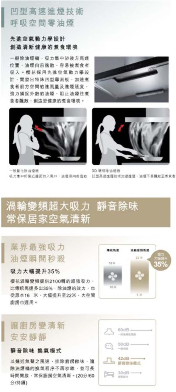 【日成】櫻花牌90cm環吸系列.渦輪變頻.倒T式歐化除油煙機 (DR-7786BSXL) 