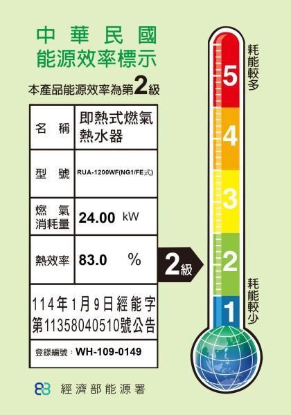 【日成】林內牌12L強制排氣型 RUA-1200WF 熱水器 