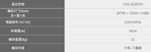 【日成】豪山牌.80cm VSQ-8205SH 電熱除油.直吸式.排油煙機 桃園廚具,日成,日成廚衛,日成廚衛生活館,廚具行,日成廚具,豪山,油煙機,直吸,白鐵