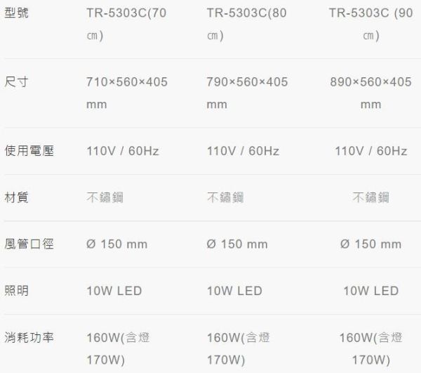 【日成】莊頭北70cm斜背式排油煙機 TR-5303C(70cm) 
