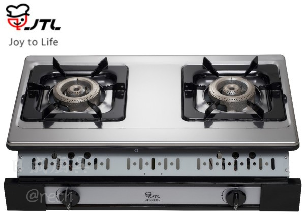 JT-GU205S瓦斯爐-喜特麗-嵌爐-嵌入式-不銹鋼面板-首創全尺寸清潔拉盤-台灣製拷克-表面止水凸緣設計