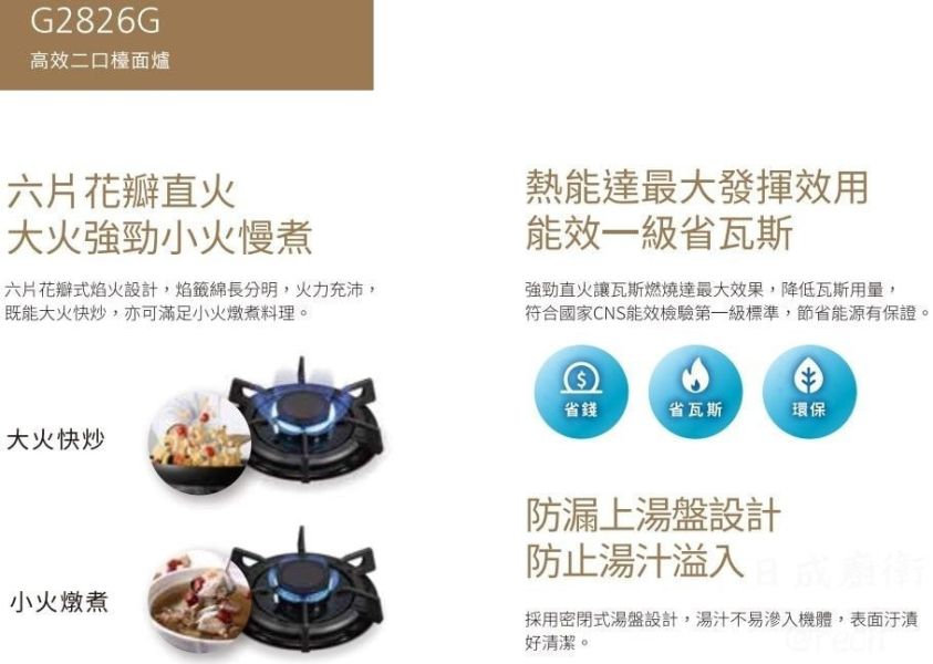 【日成】櫻花二口檯面爐 黑玻璃面板.易清檯面式瓦斯爐 G2826G 