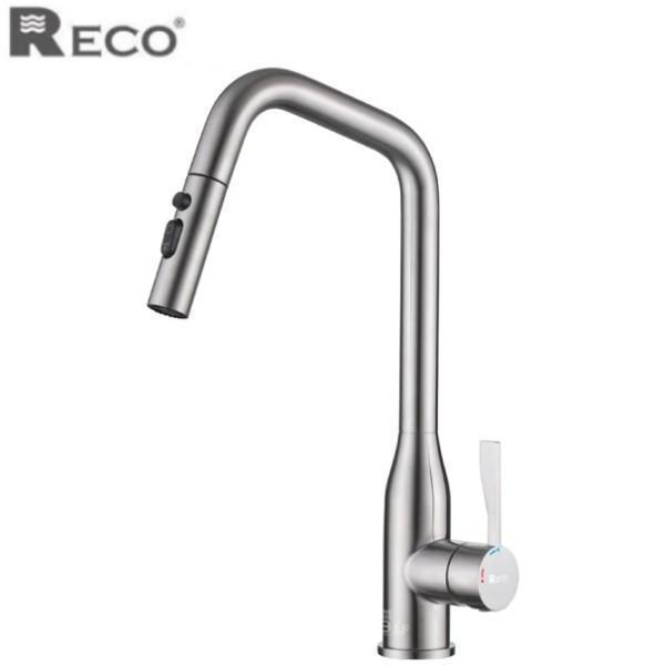 RECO 103257 廚房伸縮龍頭不鏽鋼毛絲面，SUS304 無鉛材質廚房龍頭推薦。