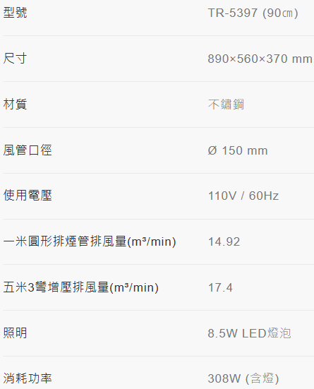 【日成】莊頭北90cm斜背式 TR-5397 排油煙機 