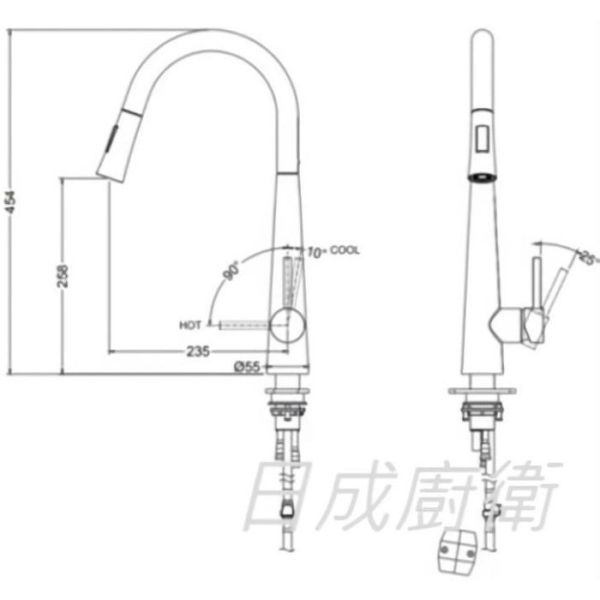 【日成】de.luxso 廚房龍頭.伸縮.不銹鋼材質 DF-7230ST-  有花灑 