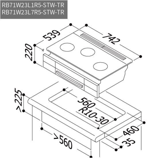 【日成】Rinnai林內牌爐連烤RB71W23L1R5-STW-TR嵌入式防漏式瓦斯爐+小烤箱.黑 