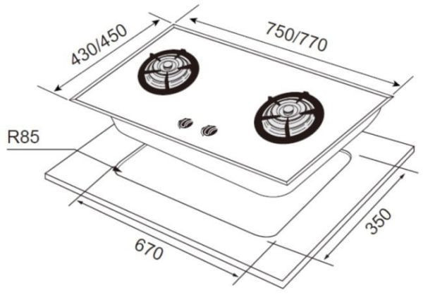 JT-2009A-喜特麗-檯面爐-黑玻-防滴水-瓦斯爐-尺寸