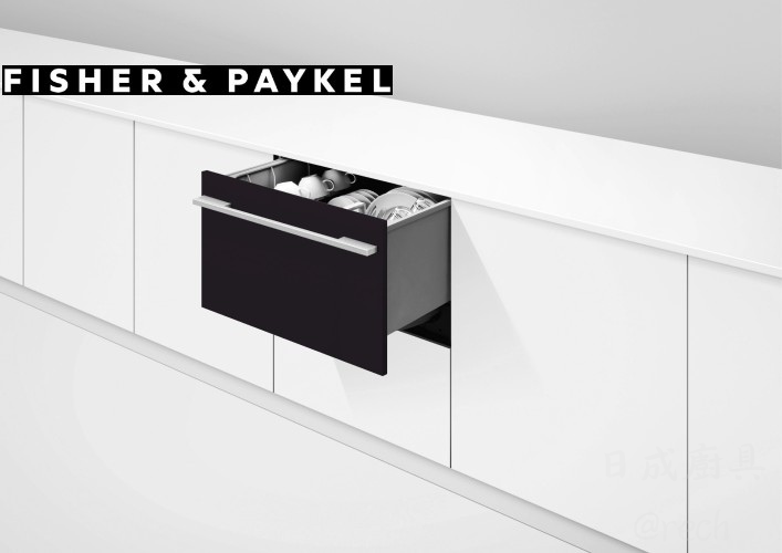 菲雪品克 Fisher Paykel DD60SHI9 單層抽屜式洗碗機，黑色面板廚房嵌入式設計。