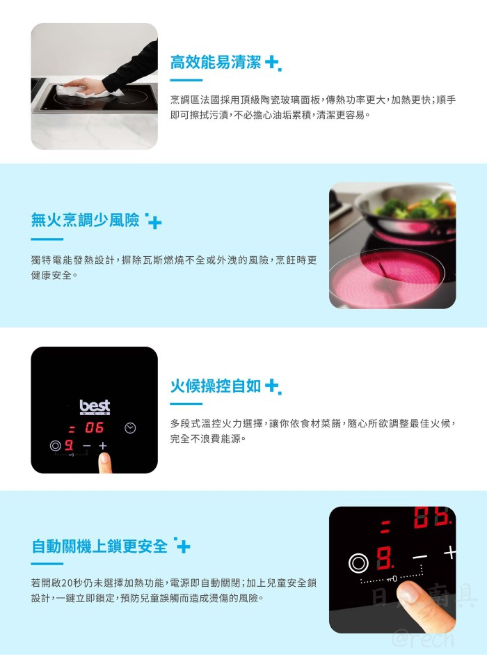 best貝斯特E2826操作功能-多段式溫控與自動關機安全鎖功能說明